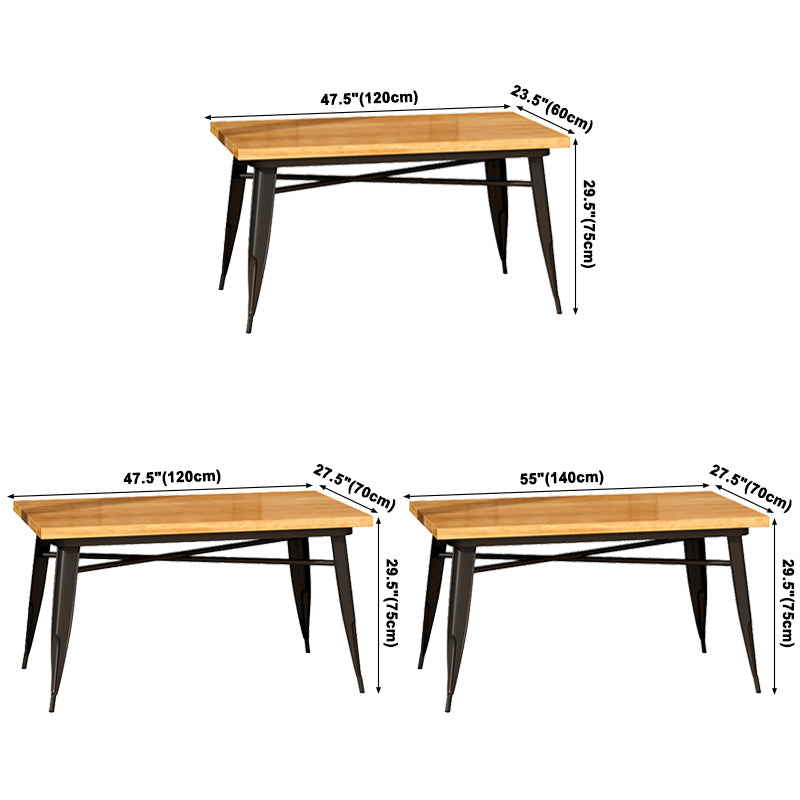Industrial Style Solid Wood Dining Table Brown Table with Black Frame for Dinning Room