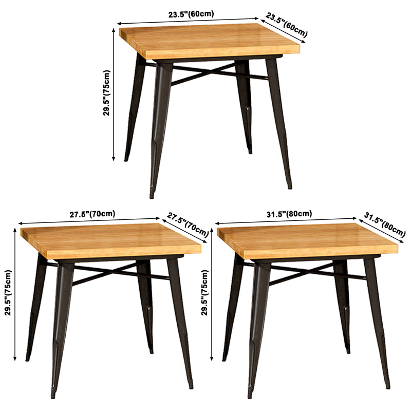 Industrial Style Solid Wood Dining Table Brown Table with Black Frame for Dinning Room