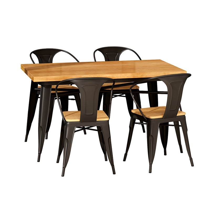 Industrial Style Solid Wood Dining Table Brown Table with Black Frame for Dinning Room