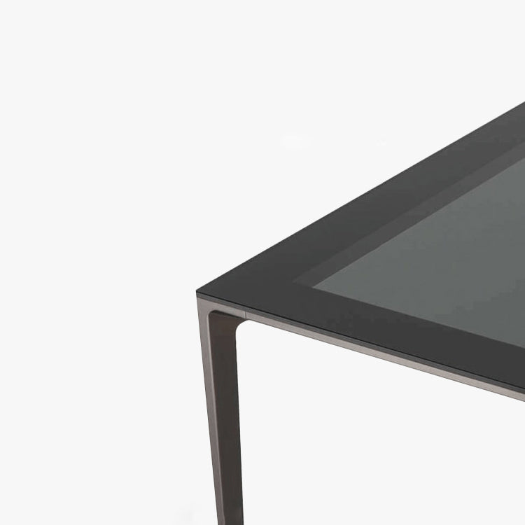 Contemporary Style Tempered Glass Dining Table 4 Legs Aluminum Alloy Base Rectangle Table for Home