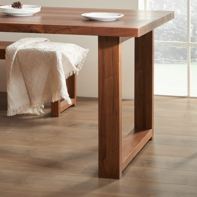 Minimalist Wood Rectangle Shape Dining Table Standard Kitchen Dining Table with Double Pedestal Base