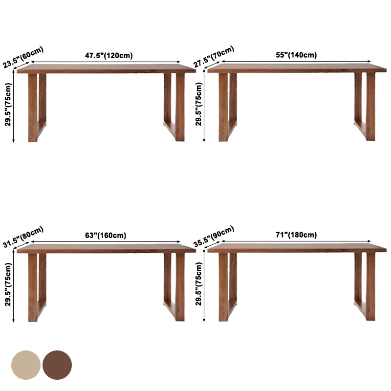 Minimalist Wood Rectangle Shape Dining Table Standard Kitchen Dining Table with Double Pedestal Base