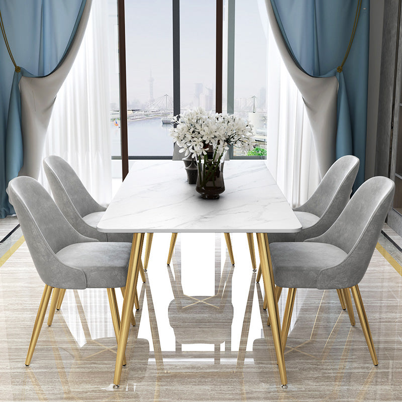 Traditional Luxury Rectangle Dining Table Stone Dinner Table with 4 Legs