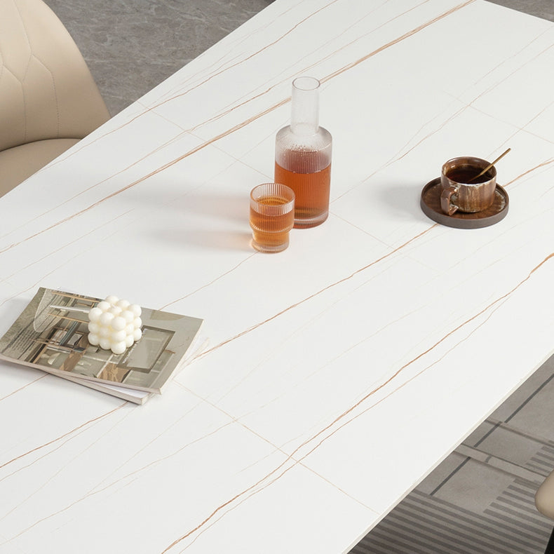 Sintered Stone Top Esstisch Rechteck Esstisch mit Acryl -Doppel -Sockelbasis