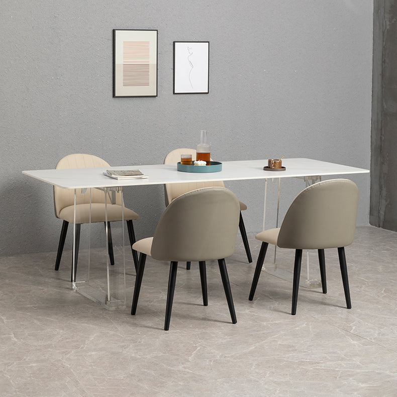 Sintered Stone Top Esstisch Rechteck Esstisch mit Acryl -Doppel -Sockelbasis