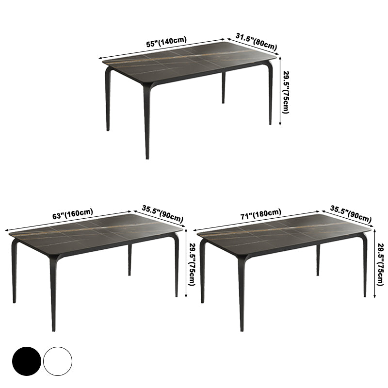 Table à manger en pierre de style contemporain Tableau à manger en pierre de 4 jambes Table rectangle de base en acier en carbone pour la maison