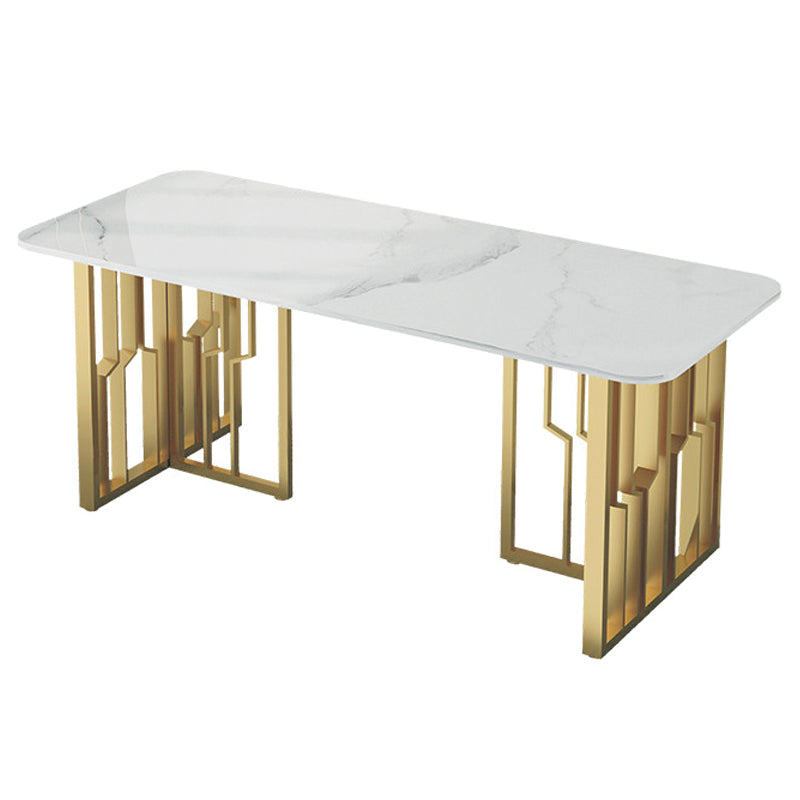 Metaal traditionele luxe rechthoek binnen tafel gesinterde stenen tafel voor keuken en eetkamer