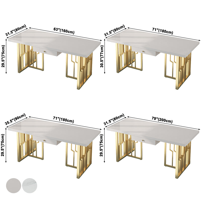 Metaal traditionele luxe rechthoek binnen tafel gesinterde stenen tafel voor keuken en eetkamer