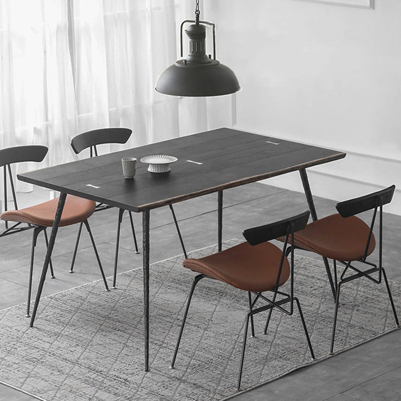 Mesa de comedor rectangular industrial mesa de madera maciza con 4 piernas negras