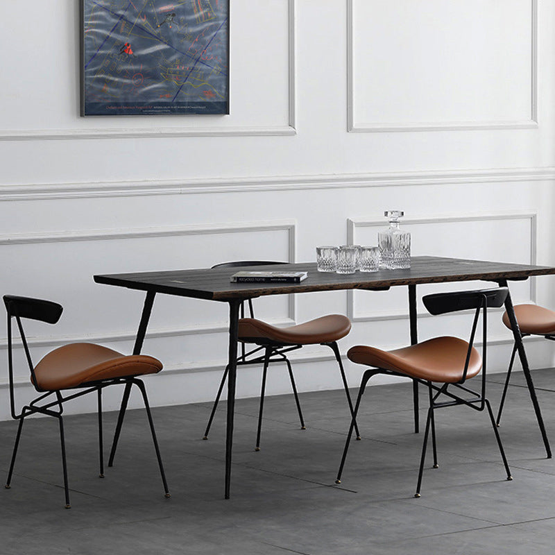 Mesa de comedor rectangular industrial mesa de madera maciza con 4 piernas negras