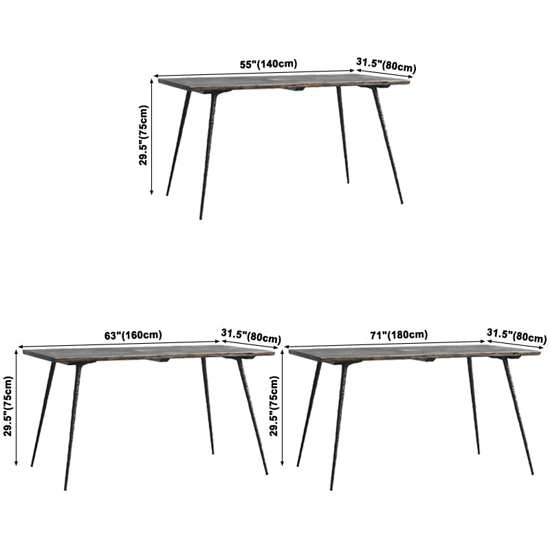 Mesa de comedor rectangular industrial mesa de madera maciza con 4 piernas negras