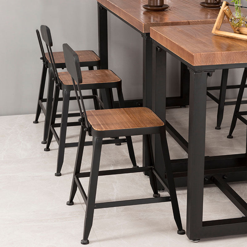 Industrial Dining Room Table Solid Wood Table with Black Trestle Base for Dining Room