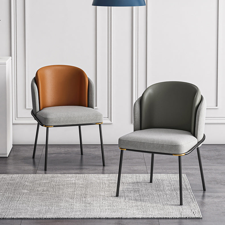 Contemporary Metal Dining Chairs Upholstered Armless Dining Chairs for Home Use