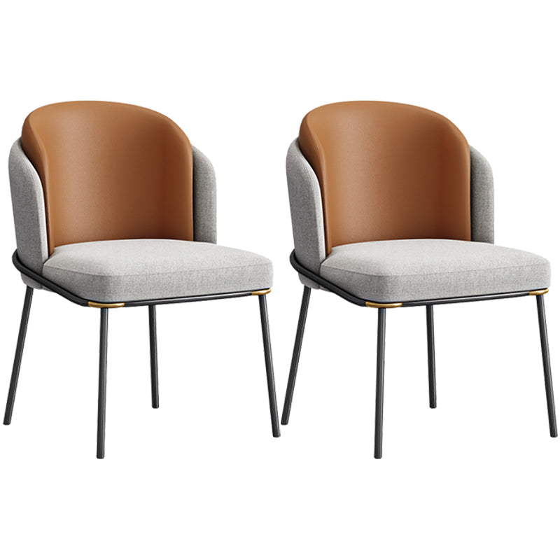 Contemporary Metal Dining Chairs Upholstered Armless Dining Chairs for Home Use