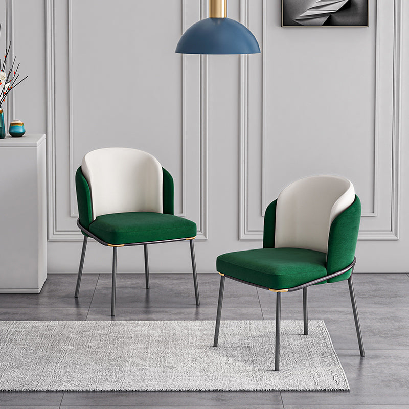 Contemporary Metal Dining Chairs Upholstered Armless Dining Chairs for Home Use