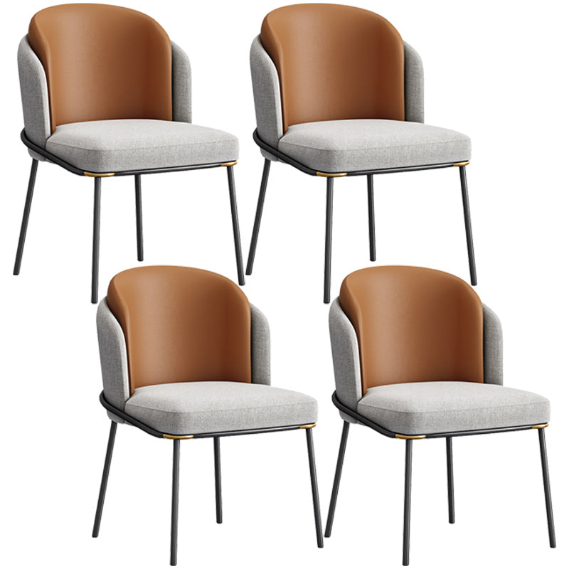 Contemporary Metal Dining Chairs Upholstered Armless Dining Chairs for Home Use