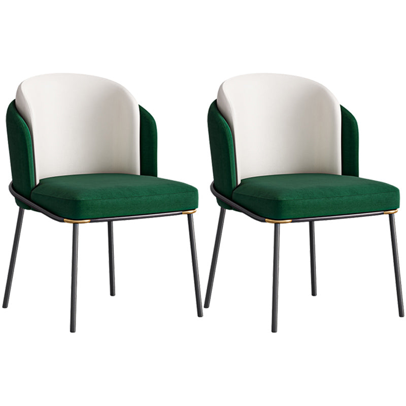 Contemporary Metal Dining Chairs Upholstered Armless Dining Chairs for Home Use