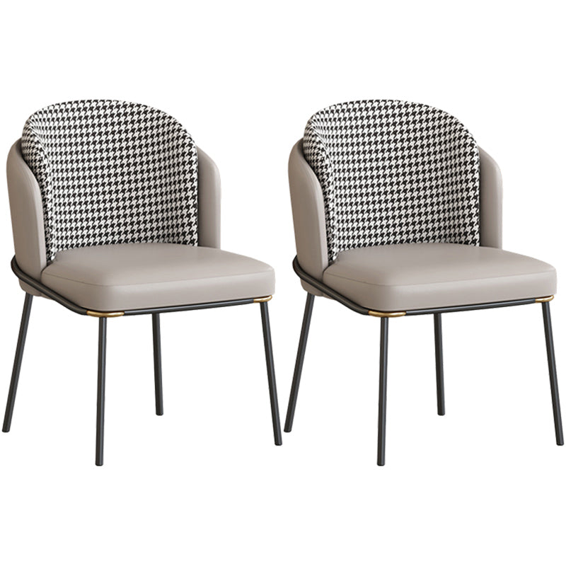 Contemporary Metal Dining Chairs Upholstered Armless Dining Chairs for Home Use