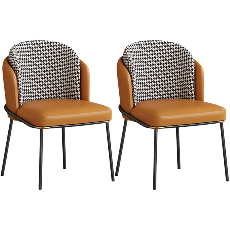 Contemporary Metal Dining Chairs Upholstered Armless Dining Chairs for Home Use