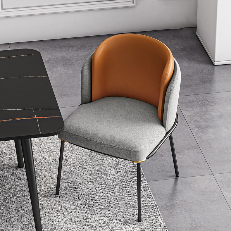 Contemporary Metal Dining Chairs Upholstered Armless Dining Chairs for Home Use