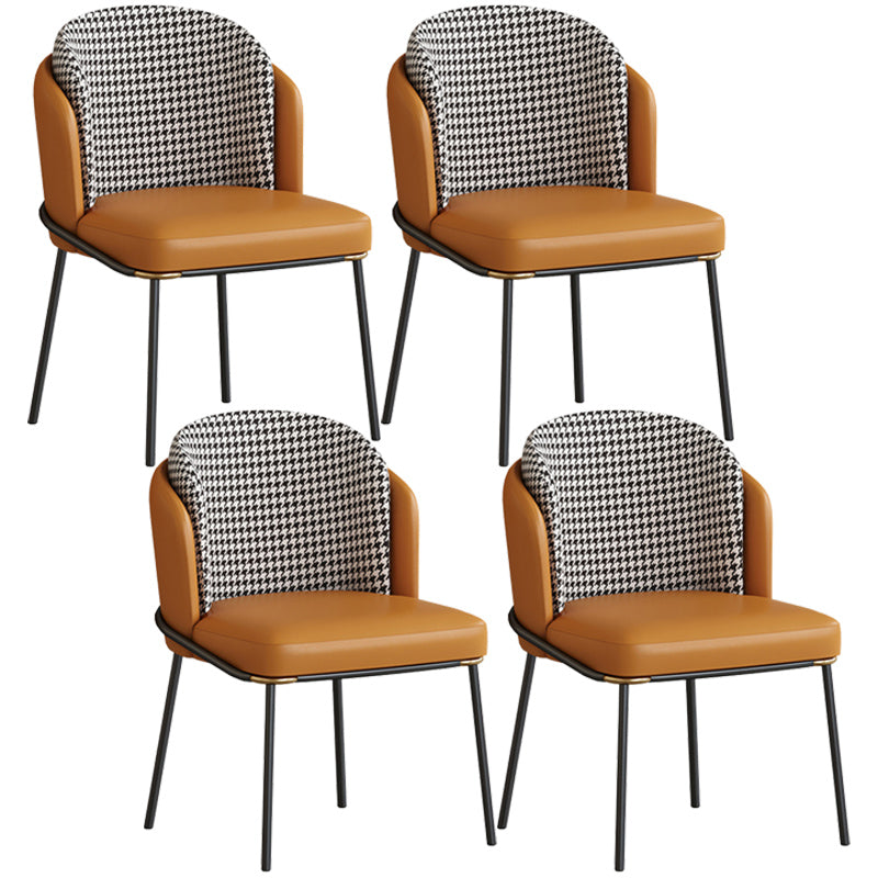 Contemporary Metal Dining Chairs Upholstered Armless Dining Chairs for Home Use