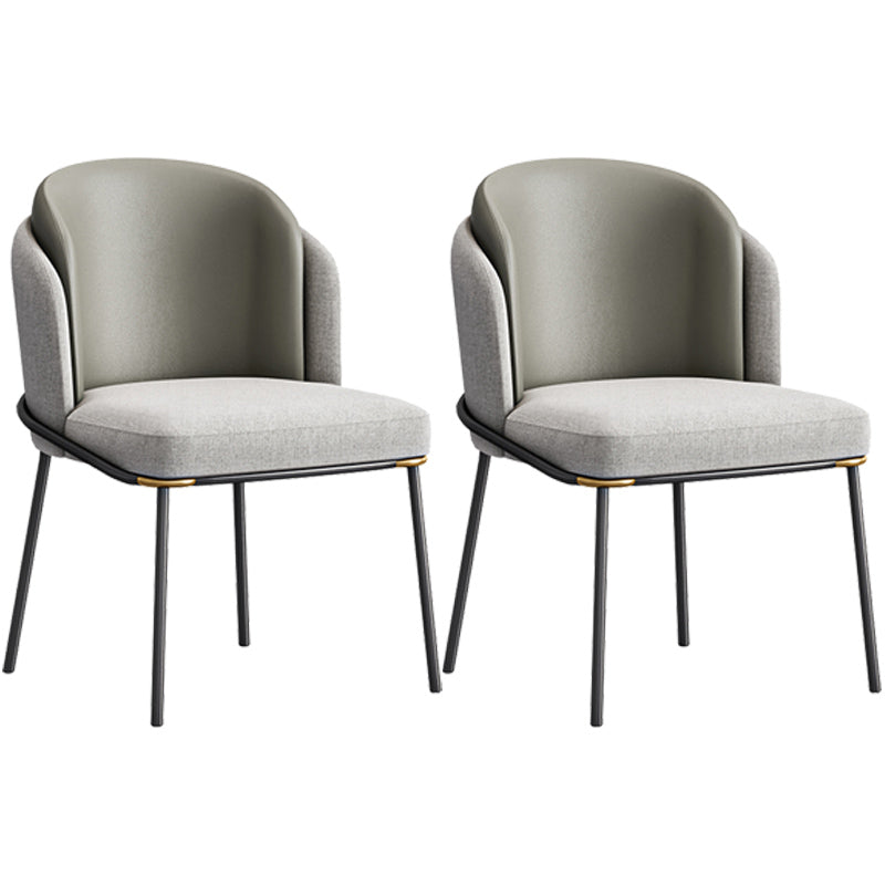 Contemporary Metal Dining Chairs Upholstered Armless Dining Chairs for Home Use