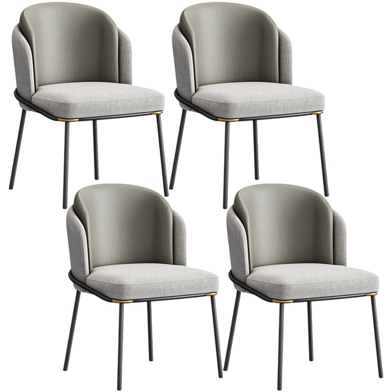 Contemporary Metal Dining Chairs Upholstered Armless Dining Chairs for Home Use