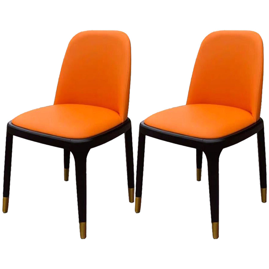 Industrial Ash Open Side Chair Matte Finish Leather Dining Chair with Black Legs