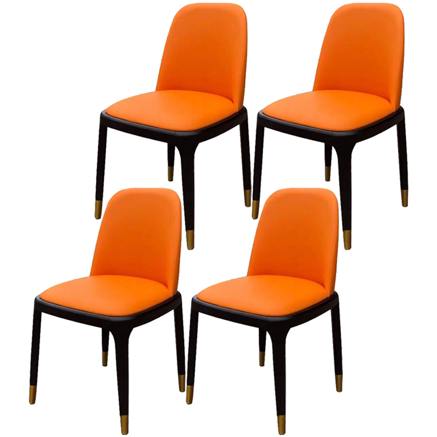 Industrial Ash Open Side Chair Matte Finish Leather Dining Chair with Black Legs