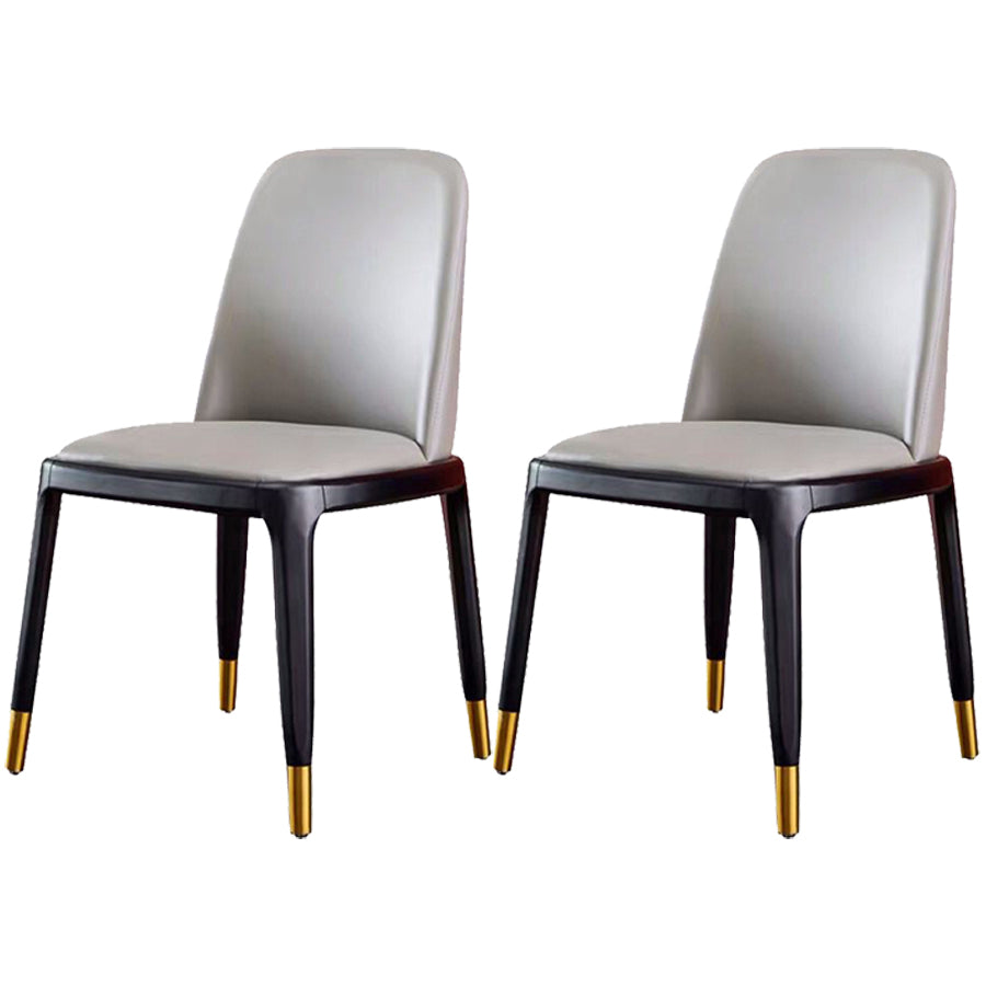 Industrial Ash Open Side Chair Matte Finish Leather Dining Chair with Black Legs