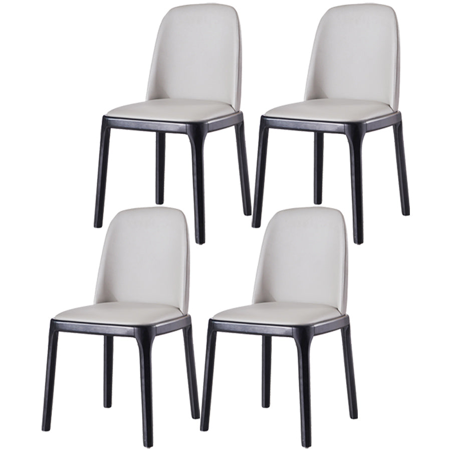 Industrial Ash Open Side Chair Matte Finish Leather Dining Chair with Black Legs