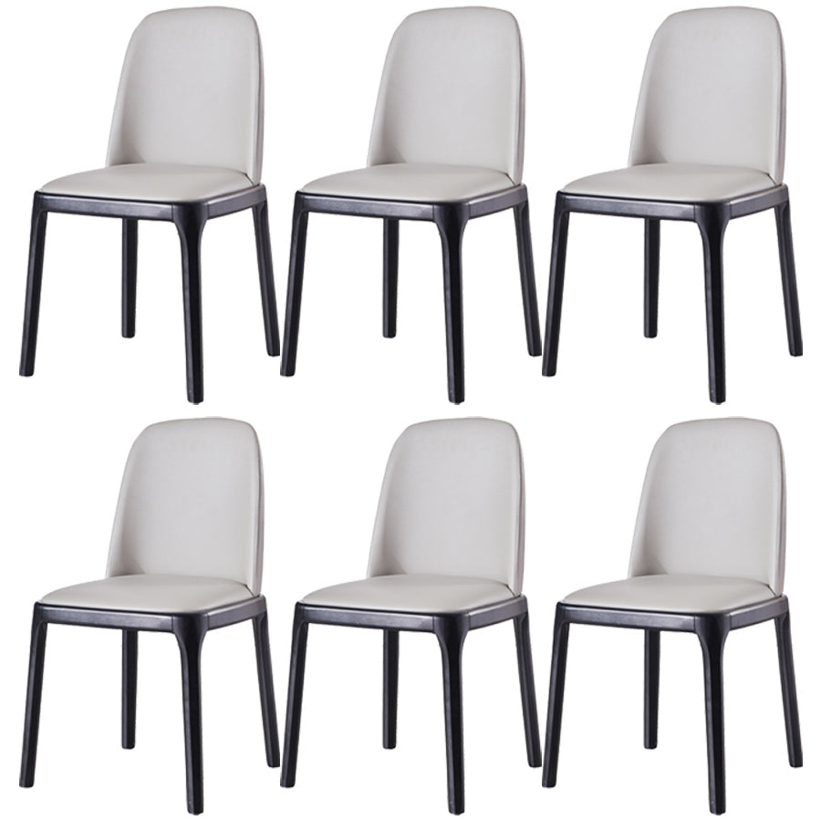 Industrial Ash Open Side Chair Matte Finish Leather Dining Chair with Black Legs