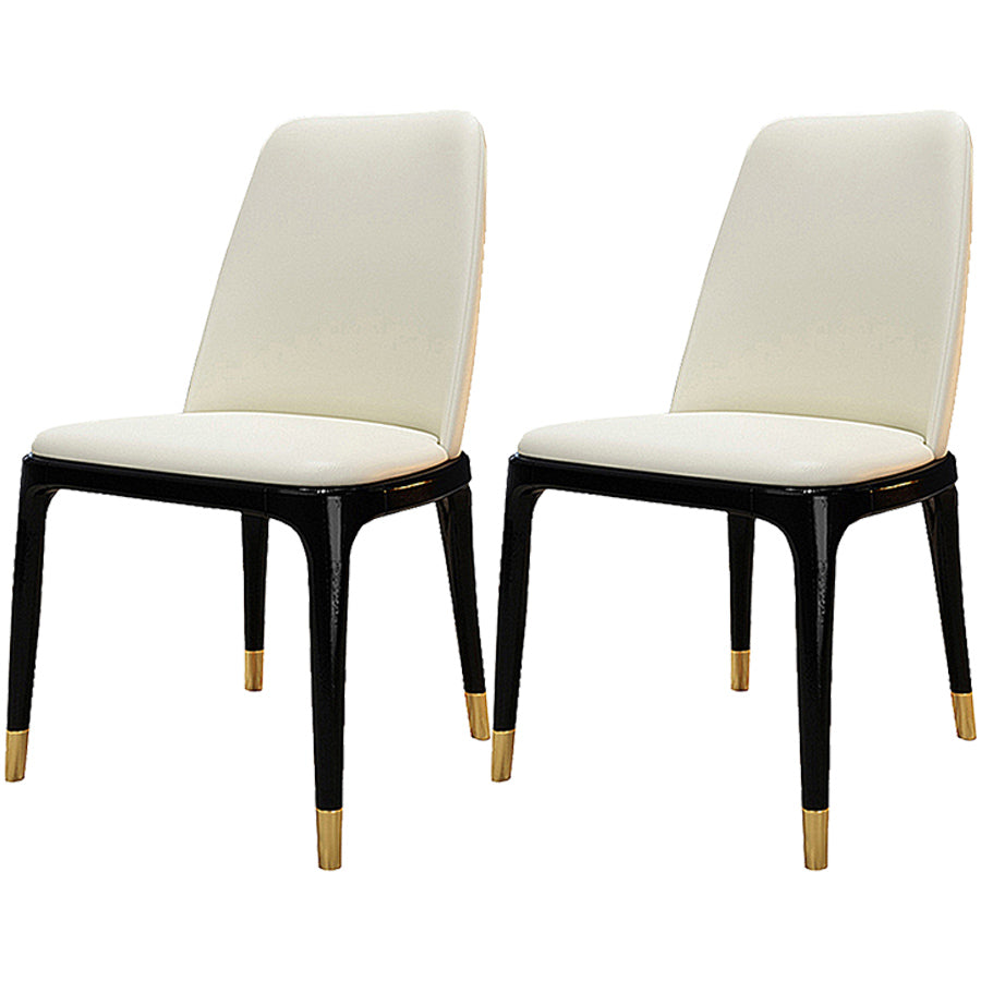 Industrial Ash Open Side Chair Matte Finish Leather Dining Chair with Black Legs