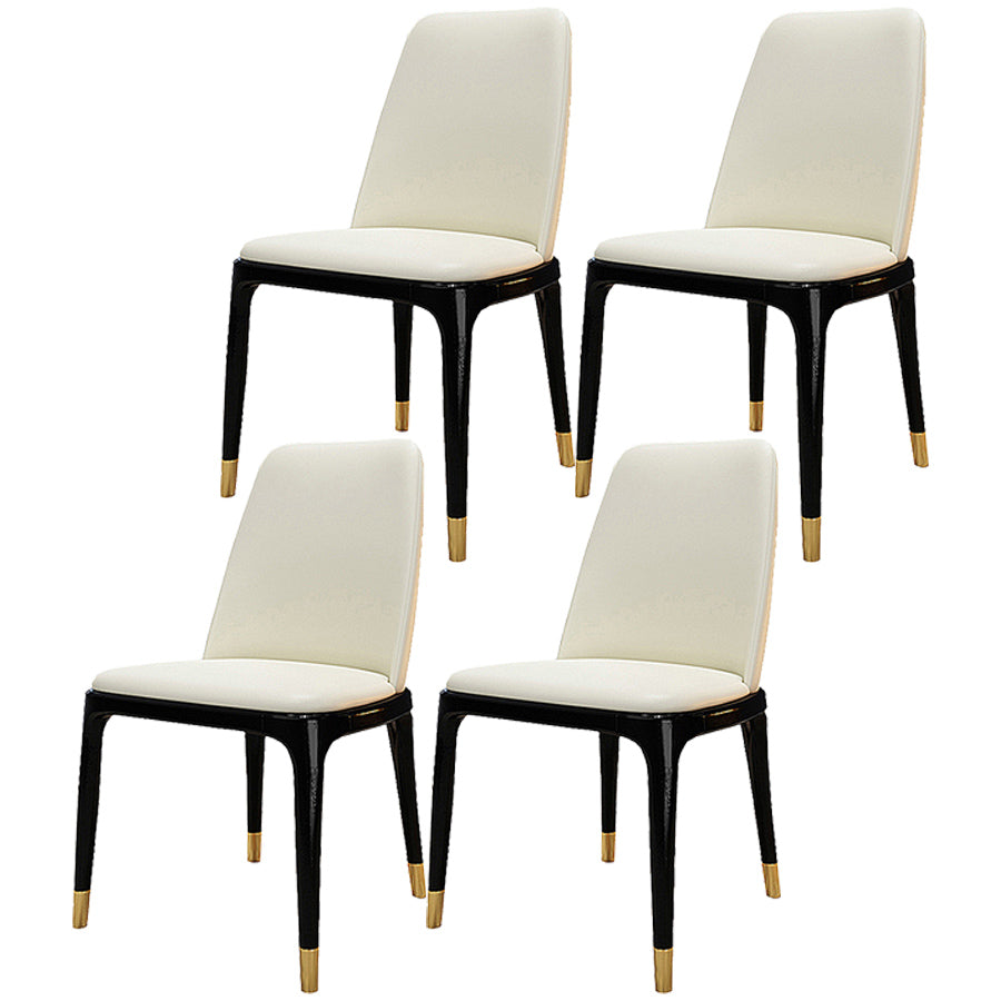 Industrial Ash Open Side Chair Matte Finish Leather Dining Chair with Black Legs