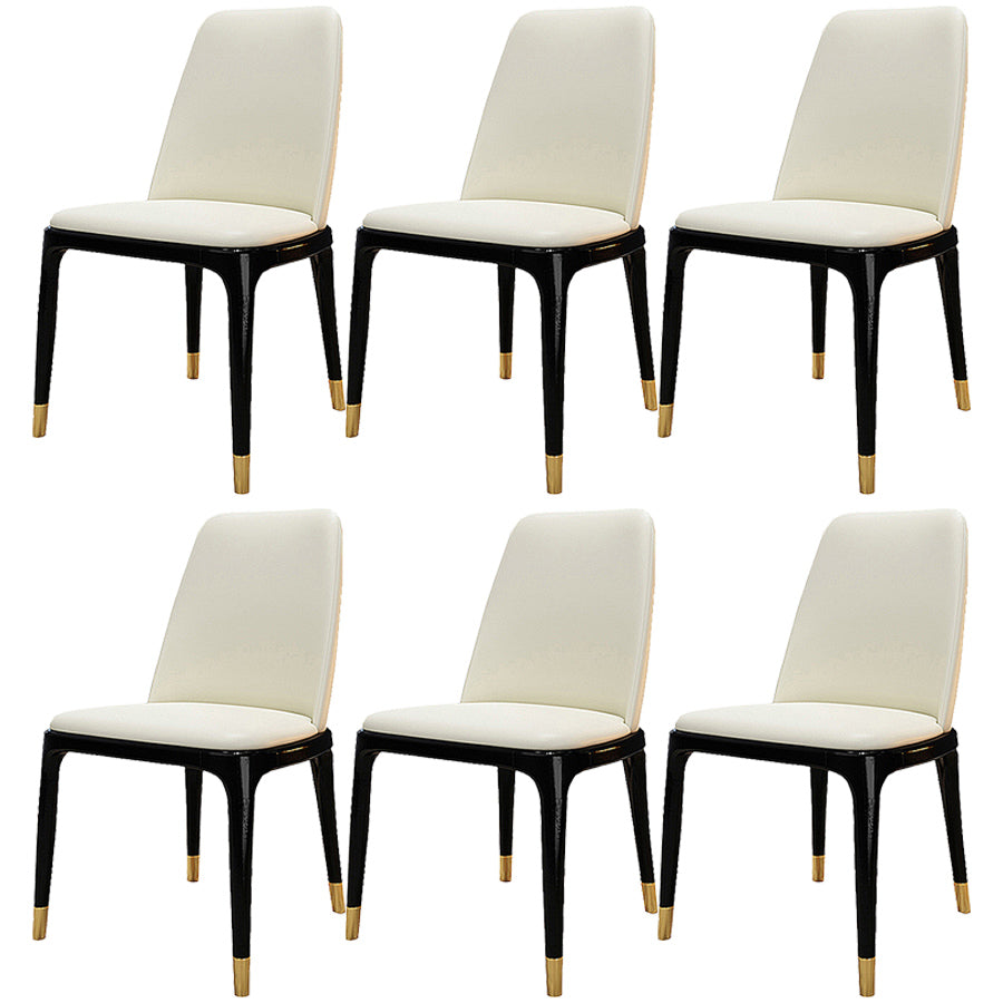 Industrial Ash Open Side Chair Matte Finish Leather Dining Chair with Black Legs