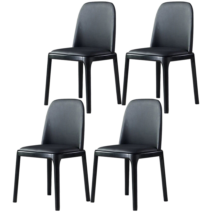 Industrial Ash Open Side Chair Matte Finish Leather Dining Chair with Black Legs