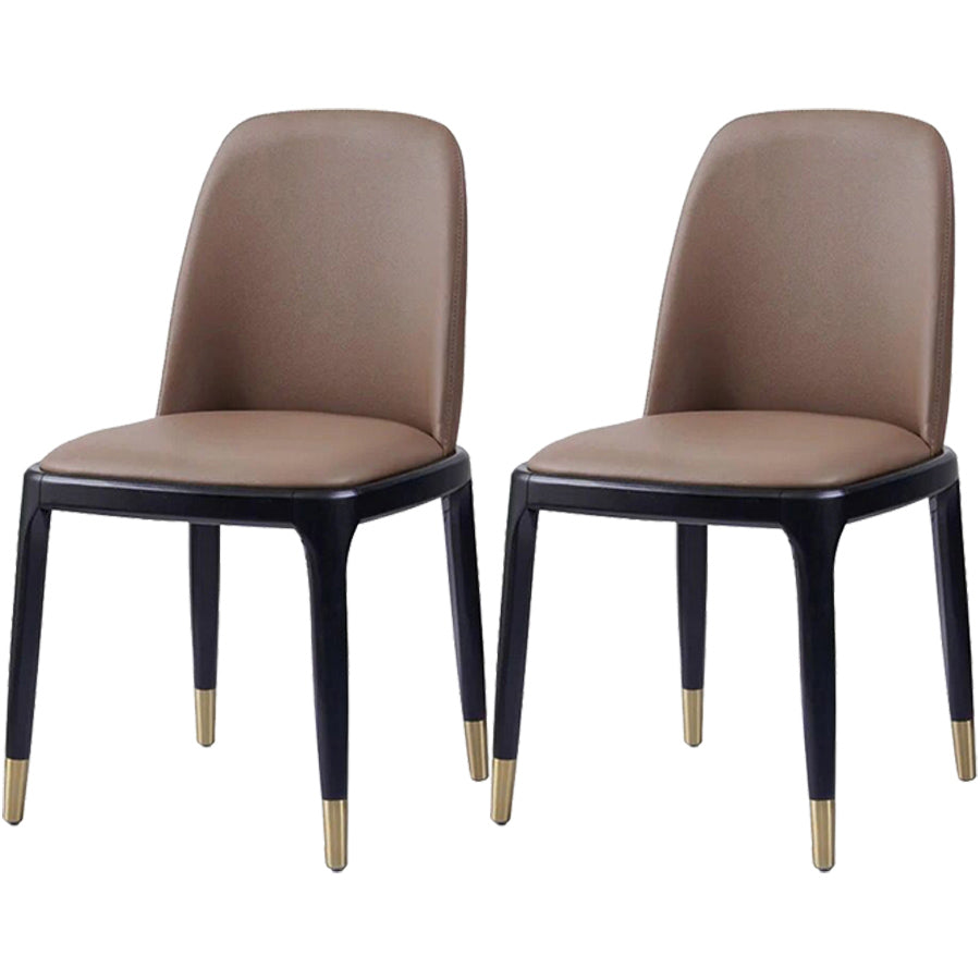 Industrial Ash Open Side Chair Matte Finish Leather Dining Chair with Black Legs