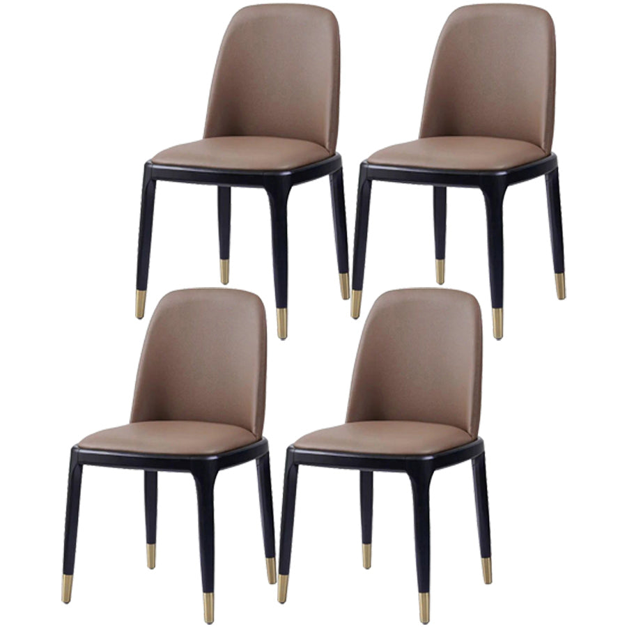 Industrial Ash Open Side Chair Matte Finish Leather Dining Chair with Black Legs