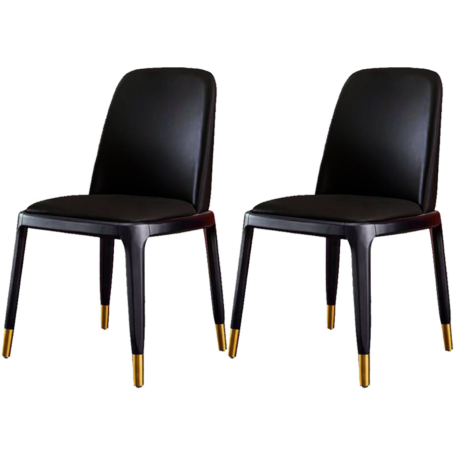 Industrial Ash Open Side Chair Matte Finish Leather Dining Chair with Black Legs