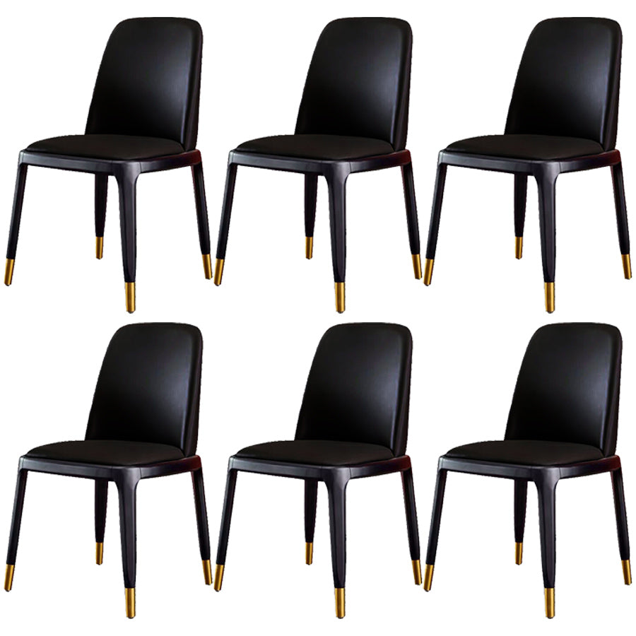 Industrial Ash Open Side Chair Matte Finish Leather Dining Chair with Black Legs