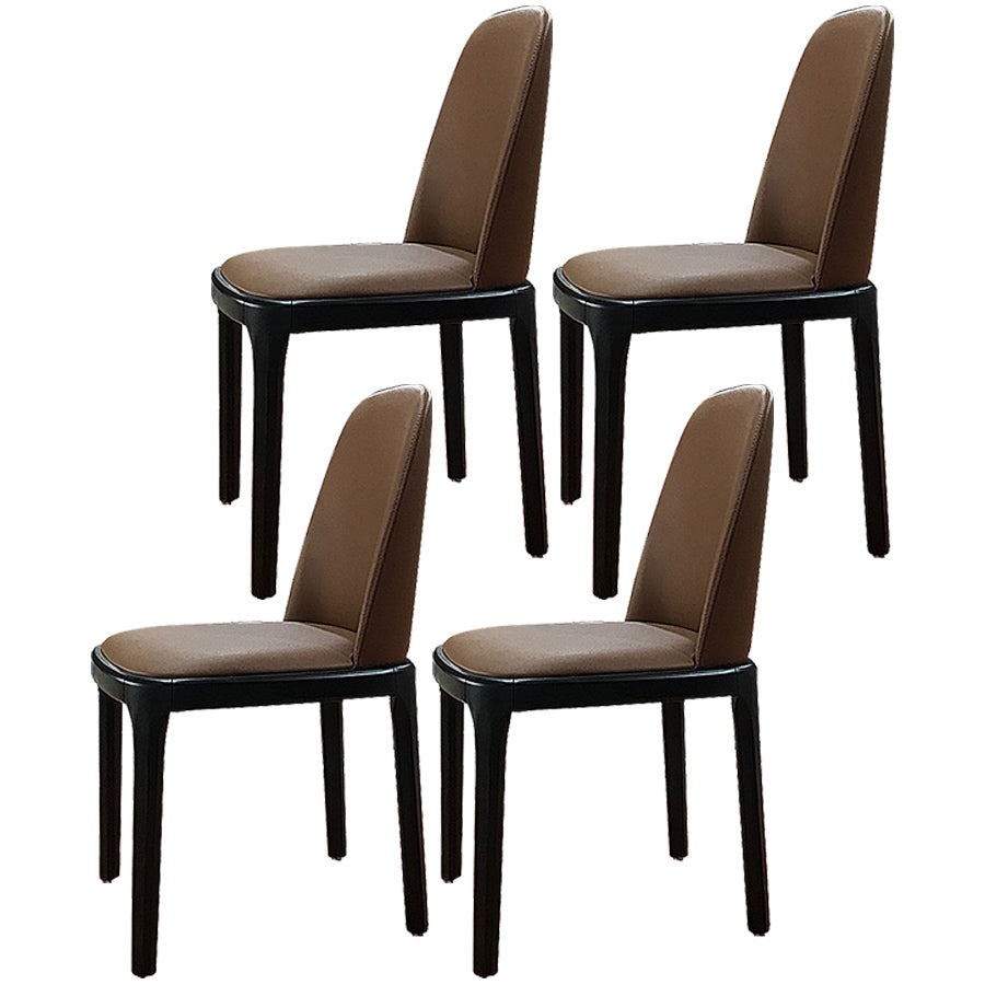 Industrial Ash Open Side Chair Matte Finish Leather Dining Chair with Black Legs