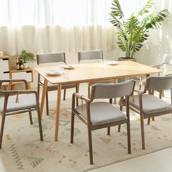 Country Style Dining Arm Chairs Indoor Linen Upholstered Open Back Armchair