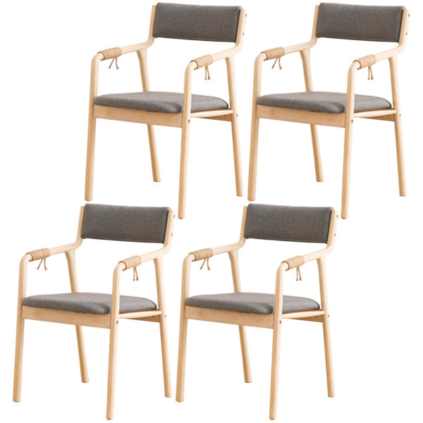 Country Style Dining Arm Chairs Indoor Linen Upholstered Open Back Armchair