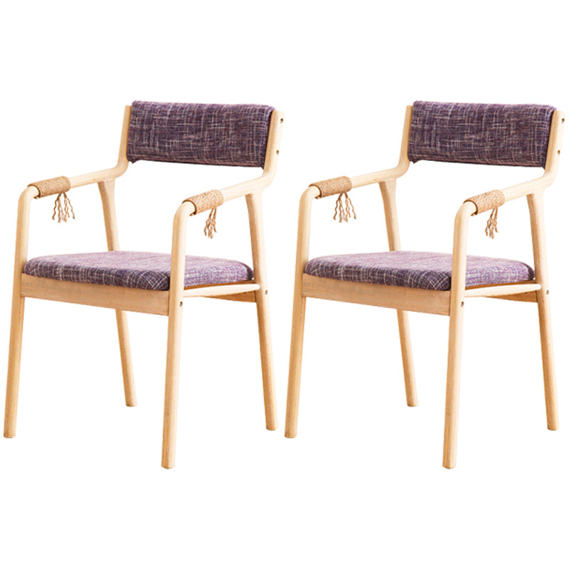 Country Style Dining Arm Chairs Indoor Linen Upholstered Open Back Armchair