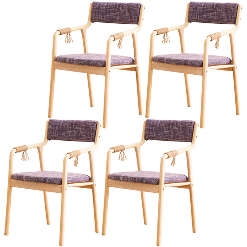 Country Style Dining Arm Chairs Indoor Linen Upholstered Open Back Armchair