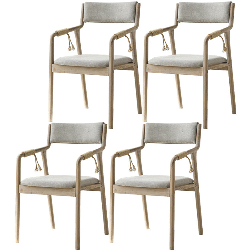 Country Style Dining Arm Chairs Indoor Linen Upholstered Open Back Armchair