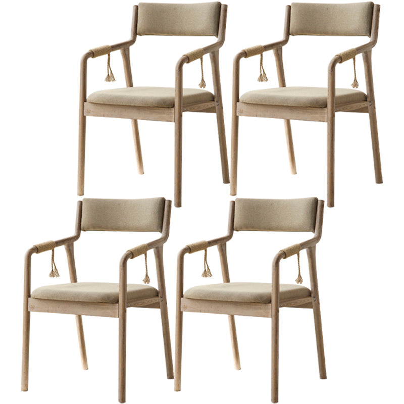 Country Style Dining Arm Chairs Indoor Linen Upholstered Open Back Armchair