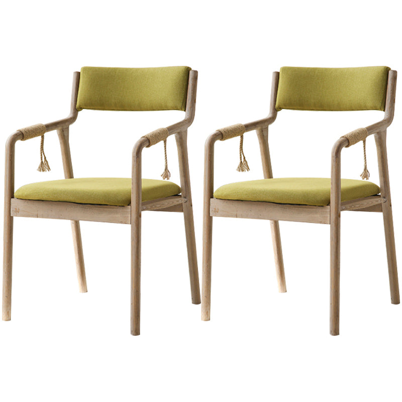 Country Style Dining Arm Chairs Indoor Linen Upholstered Open Back Armchair