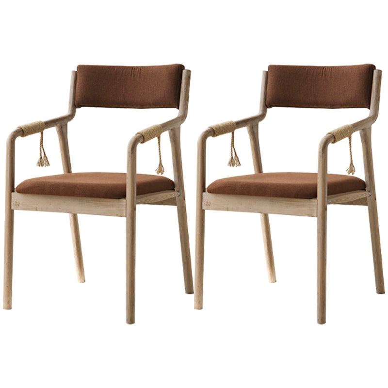 Country Style Dining Arm Chairs Indoor Linen Upholstered Open Back Armchair