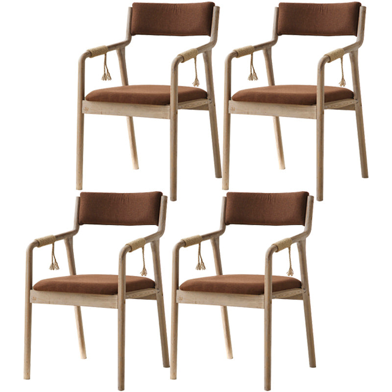 Country Style Dining Arm Chairs Indoor Linen Upholstered Open Back Armchair